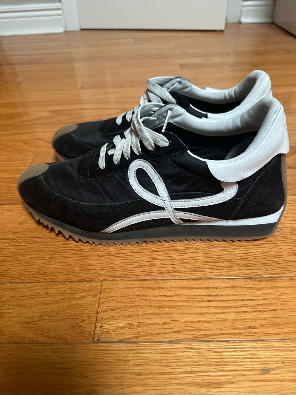 Loewe Men's Black and White Retro Runner Sneakers - size 42Casual Athletic Style